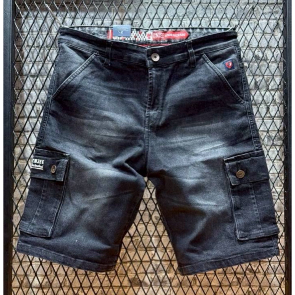 805 DENIM Cargo Jeans Pendek Denim Strecht Jumbo / Celana Cargo Jeans Pria / Cargo Jeans Pendek / Ce
