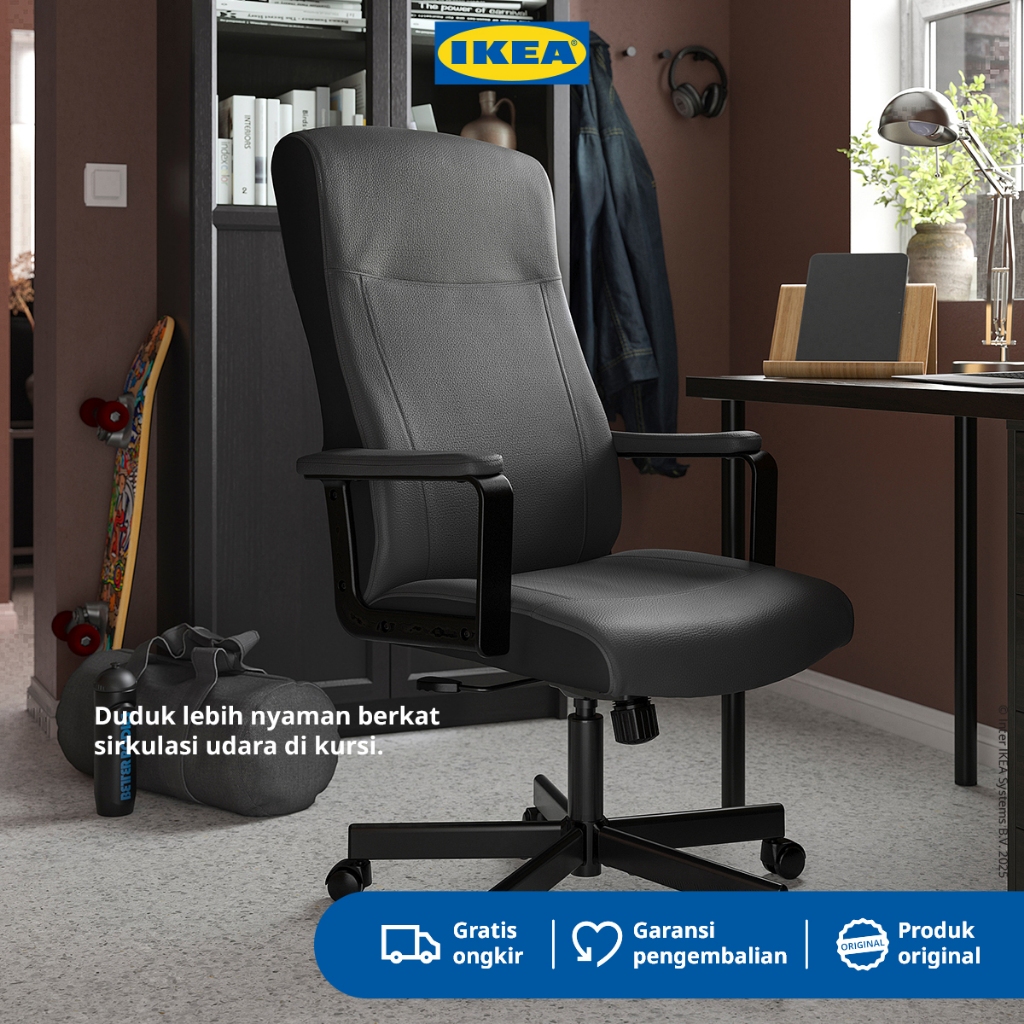 IKEA MILLBERGET Kursi Kerja Putar dengan Sandaran Tangan