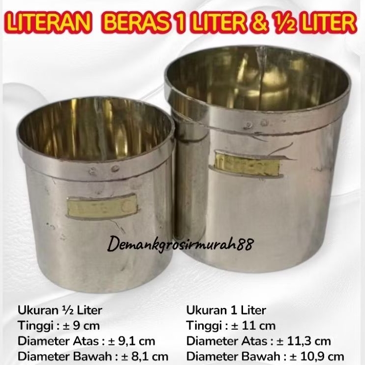 TAKARAN BERAS MURAH STAINLESS.  LITERAN BERAS STAINLESS 1 LITER & ½ LITER