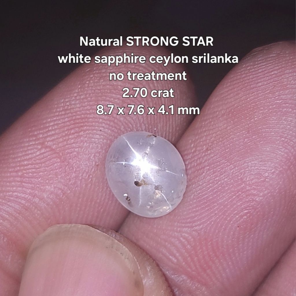 Natural STRONG STAR white sapphire ceylon safir srilanka no treatment