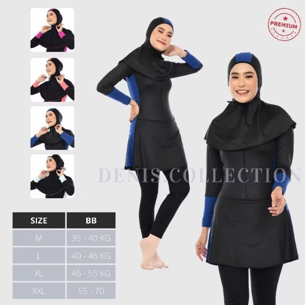 Baju renang muslimah syari Poly Spandex dewasa wanita muslim perempuan remaja swimwear hijab