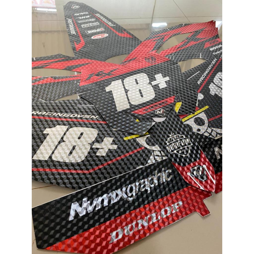 DECAL STIKER CUSTOM KX 250-450F STIKER VARIASI DOFF PRIZM MERAH HITAM