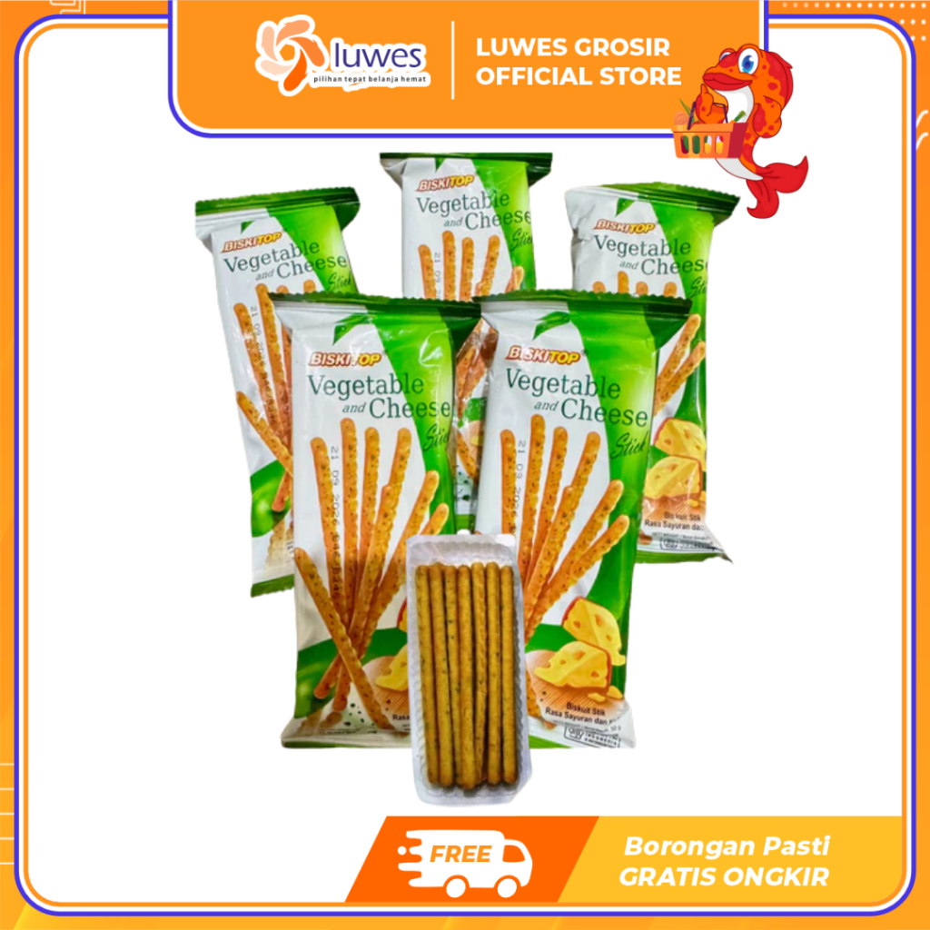 

[GROSIR] Stick Biskuit Biskitop Vetetable And Cheese 1 Pack Isi 10 Pcs Cemilan Murah