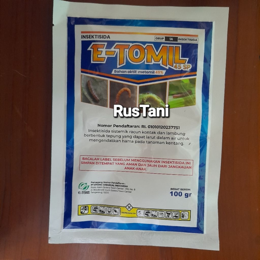 Insektisida E-TOMIL 45SP 100Gr Bahan aktif : Metomil 45%