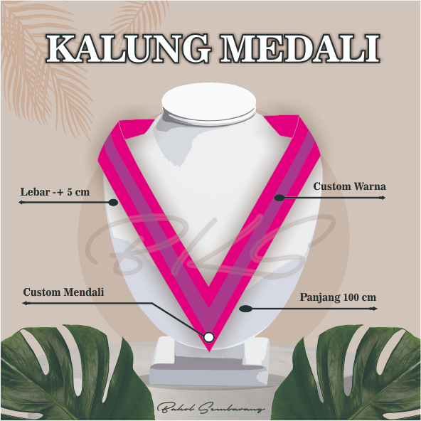 KALUNG GORDON/MEDALI/WISUDA CUSTOM PINK STRIP UNGU