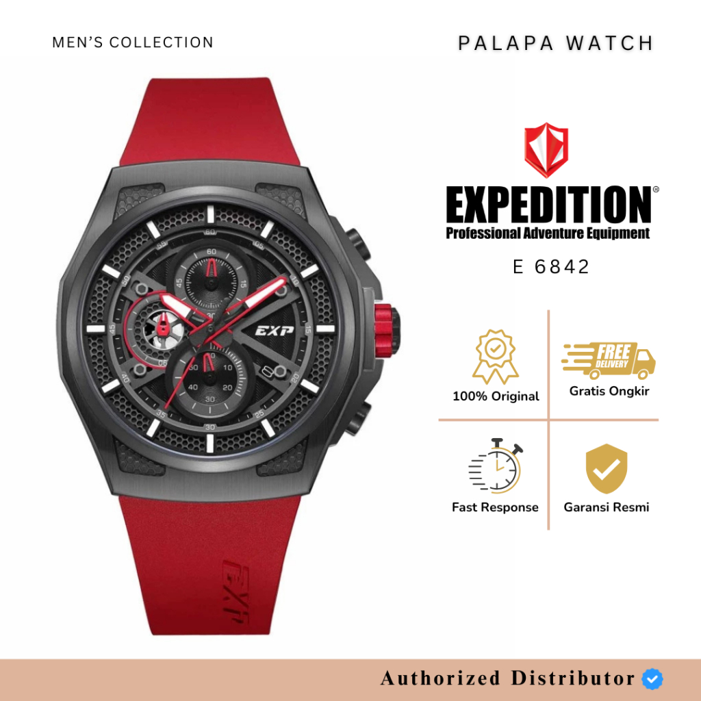 Jam Tangan Pria Expedition EXP 6842 / E6842 / E 6842 Rubber Original Garansi 1 Tahun
