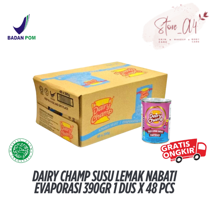 

Dairy Champ Susu Lemak Nabati Evaporasi 390gr 1 Dus x 48 Pcs