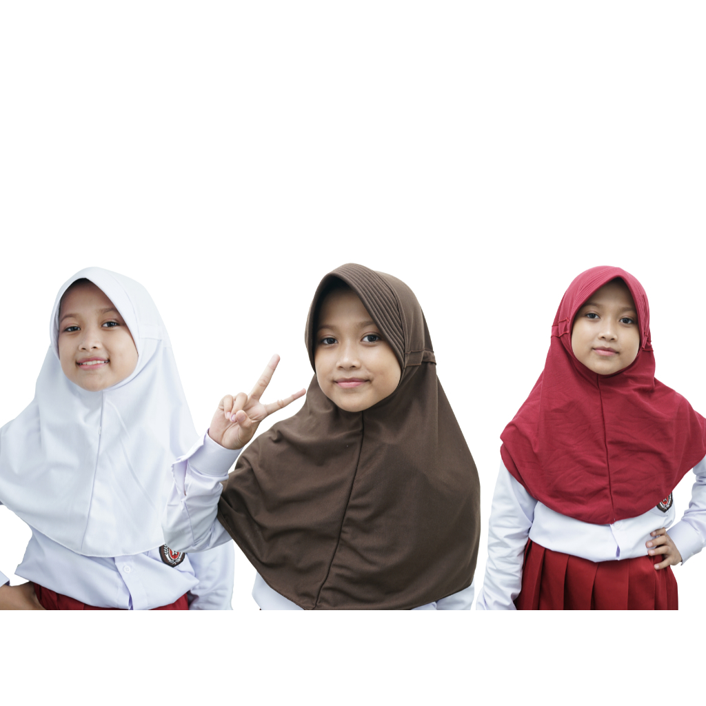 KERUDUNG RABBANI ANAK SEKOLAH SD PUTIH MERAH COKLAT