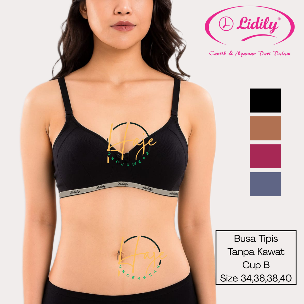 Lidily Bra Bh Sport Busa TIPIS Tanpa Kawat Cup B Size 34-40/ BH Harian