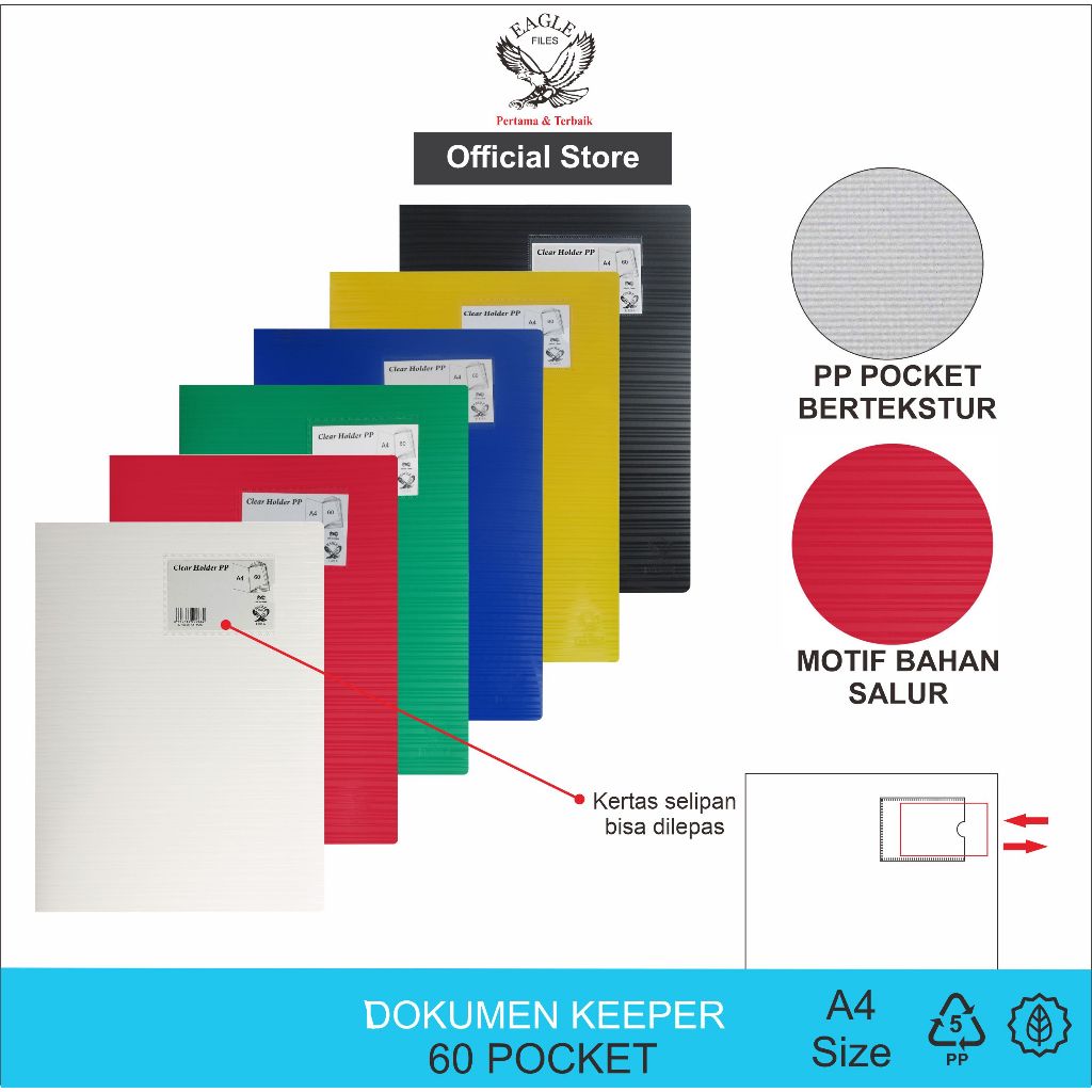

Dokumen Keeper A4 EAGLEFiles 60 Pocket Clear Holder Document Keeper Display Book E 323 A / E 320 A