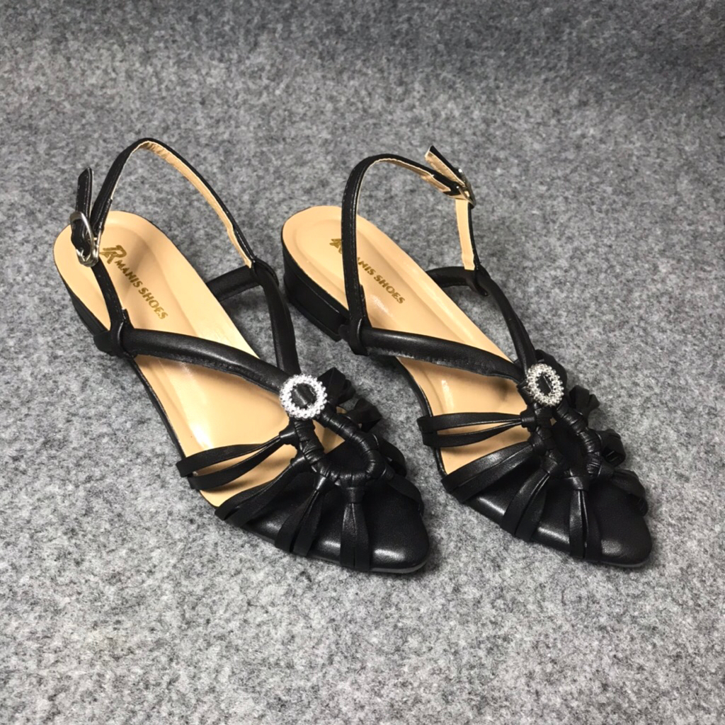 RA 09 Sandal Wanita Kronjo Bakpau Anyam ,Hak 3Cm Model Baru Cocok Untuk Semua Acara Wisuda ,Kondanga