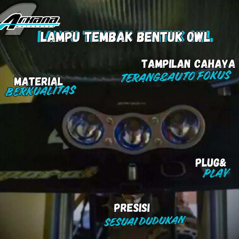 Lampu tembak lampu sorot LED Bentuk dua tiga mata burung hantu motor RXK RX king