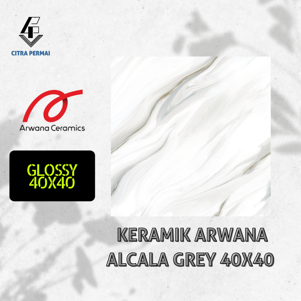 KERAMIK ARWANA ALCALA GREY 40X40 (GLOSSY) / KERAMIK LANTAI / KERAMIK MOTIF / KERAMIK RUMAH
