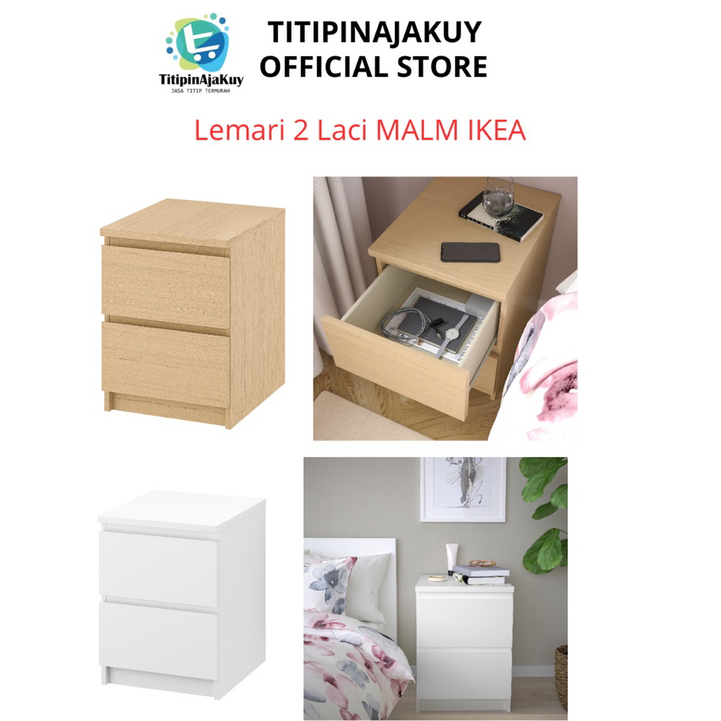 Lemari Pakaian Drawer 2 Laci Ukuran 40x55 cm Malm dengan Tampilan Rapi - Furniture, Meja