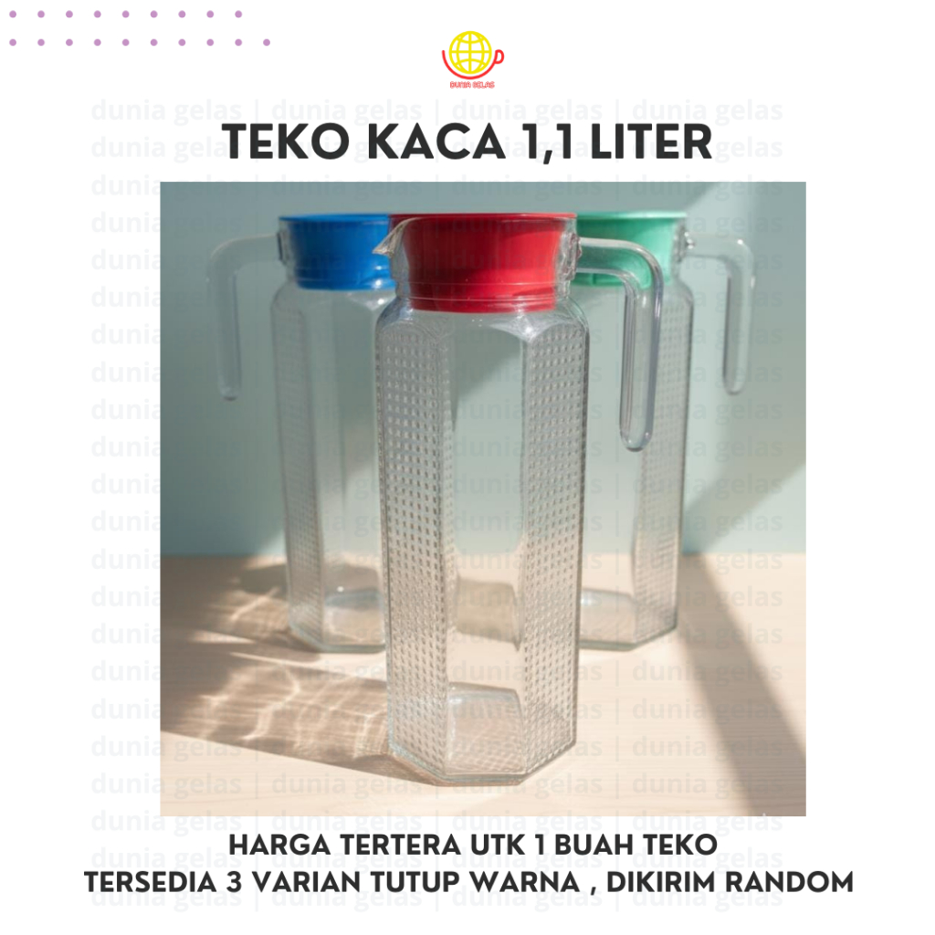 Teko Kaca 1,1 liter / Jug Pitcher / Pitcher Kaca / Teko Air / Wadah Air / Jug Kaca / Glass Pitcher 1