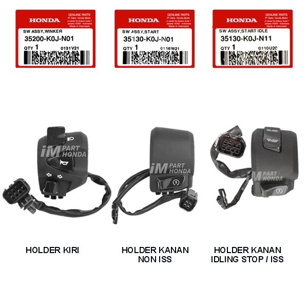 35200-K0J-N01 35130-K0J-N01 35130-K0J-N11 Holder Kanan Kiri Tombol Dimmer Riting Klakson Stater Idli