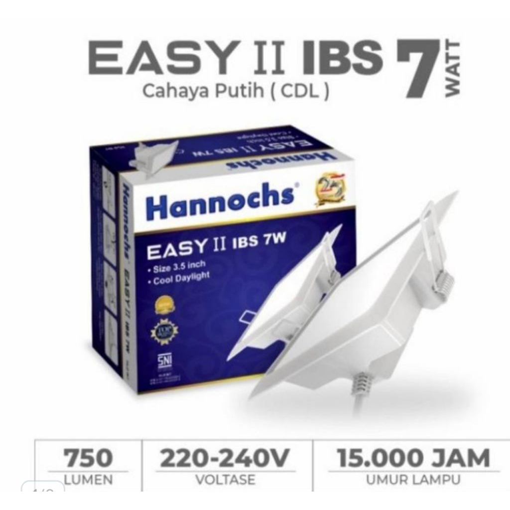 Lampu Downlight Plafon LED Hannochs Easy IBS 7 Watt Kotak Square - Putih
