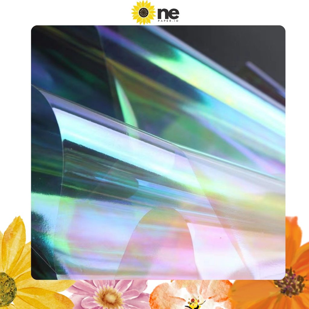 

Cellophane HOLOGRAM Roll 9 Meter Plastik OPP Holographic Rainbow Pelangi Kertas Buket Wrapping Paper KB6045