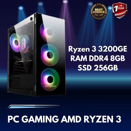 PAKET PC GAMING AMD RYZEN3 2200G /DDR4 8GB/SSD 256GB TERMURAH