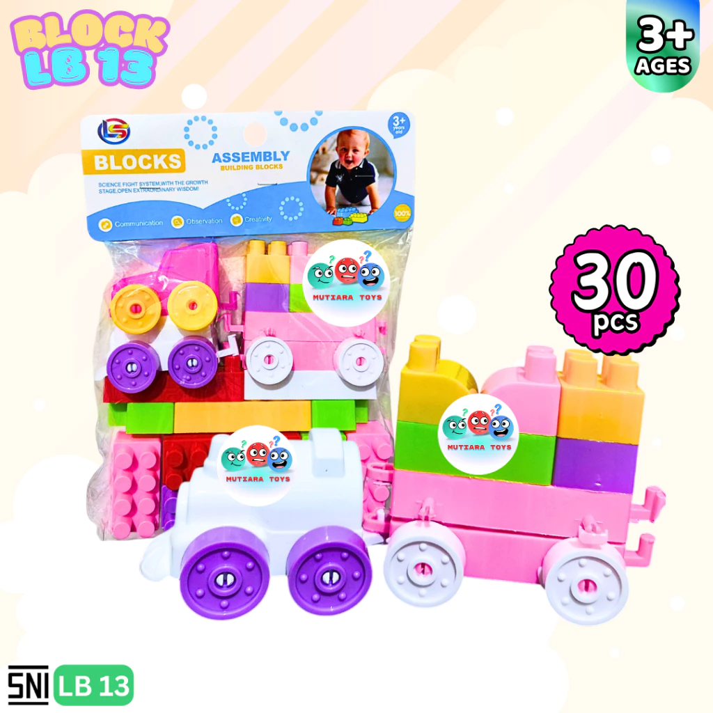 MUTIARATOYS Mainan Building Block Assembly Kereta isi 30pc LB13