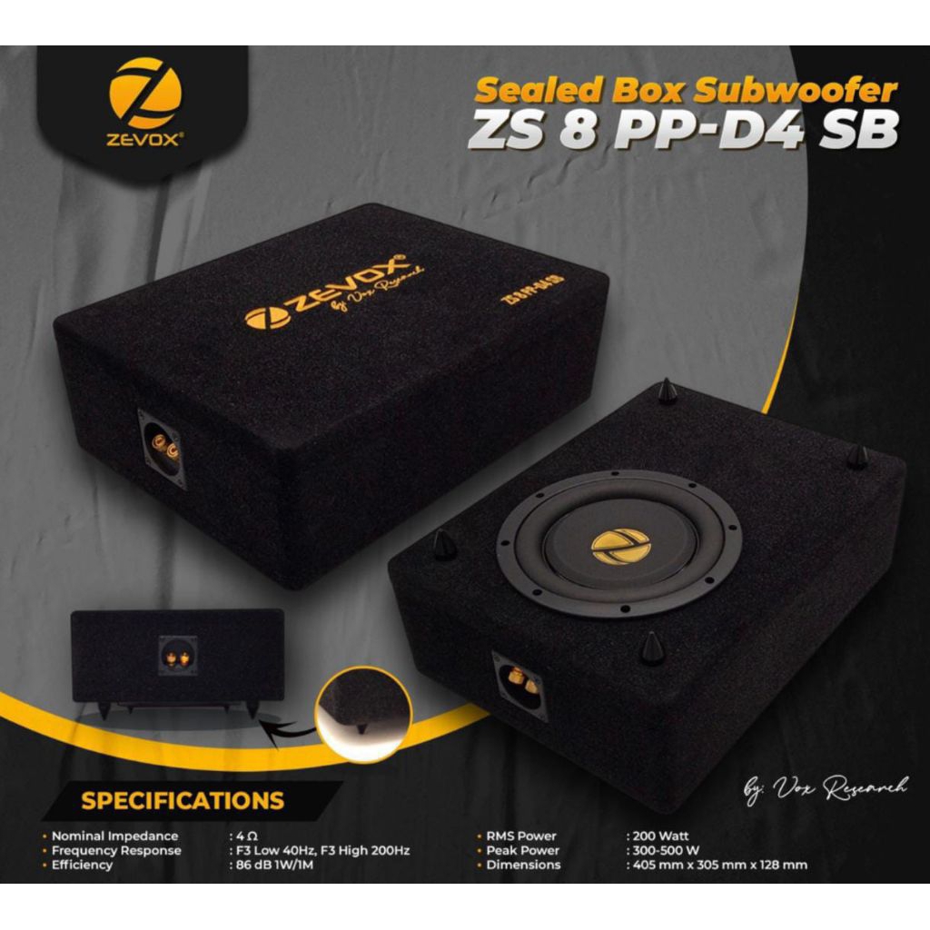 Sealed Box Subwoofer ZS 8 PP-D4 SB - Subwoofer Pasif + Box 8 inch DVC | Audio mobil