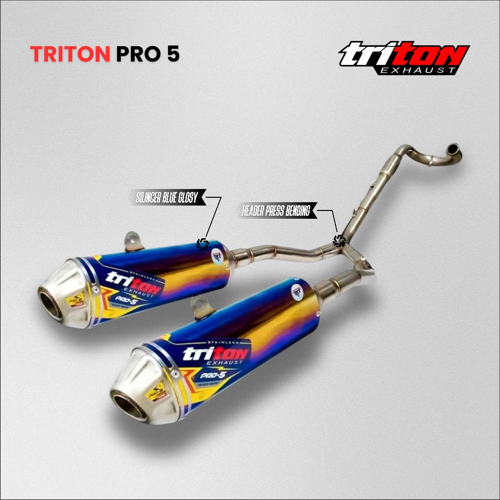 Knalpot CRF150L WR155 KLX150 D-Tracker Original Triton Double Muffler Pro-5 Suara Gahar