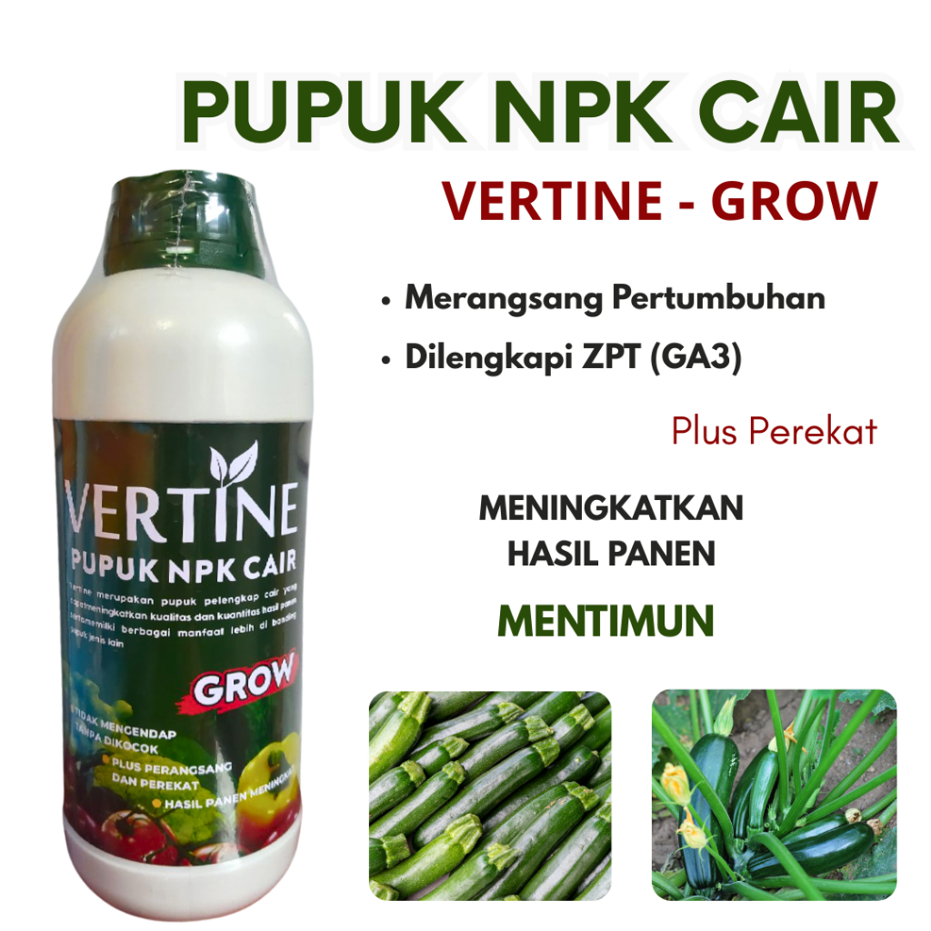 Pupuk NPK Cair Vertine Untuk Mentimun Jepang, READY STOK, Pupuk Kocor Agar Timun Berbuah Banyak Perc