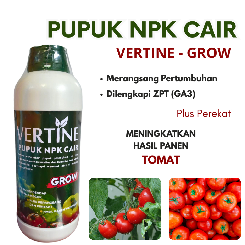 Pupuk NPK Cair Pemacu Pertumbuhan Batang dan Daun Tomat, Pupuk Tomat Agar Berbuah Lebat