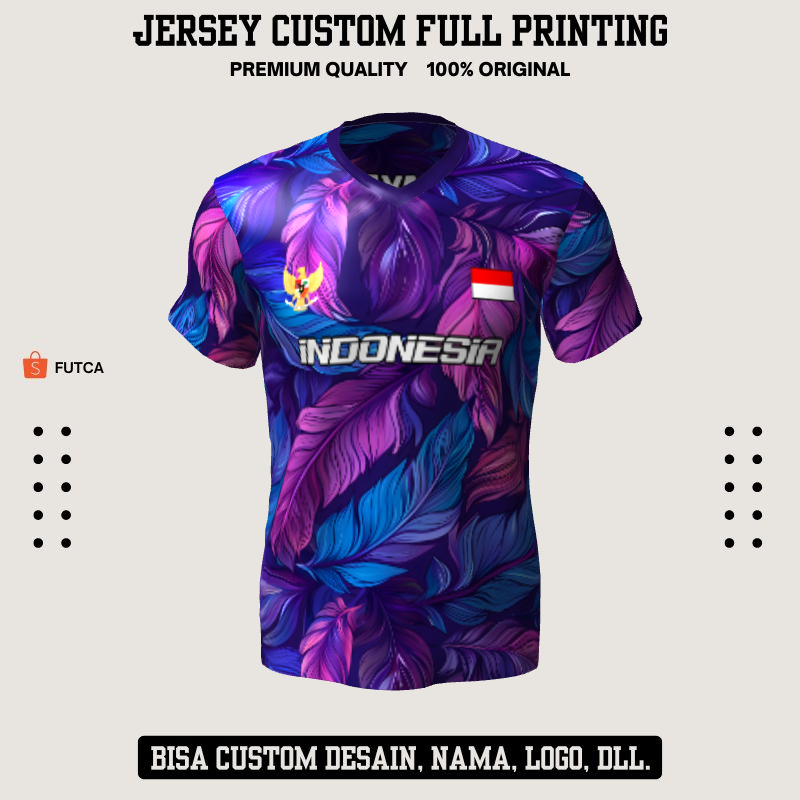 Kaos Jersey Futsal Ungu Motif Bulu 310 - Jersey Baju Olahraga Full Printing