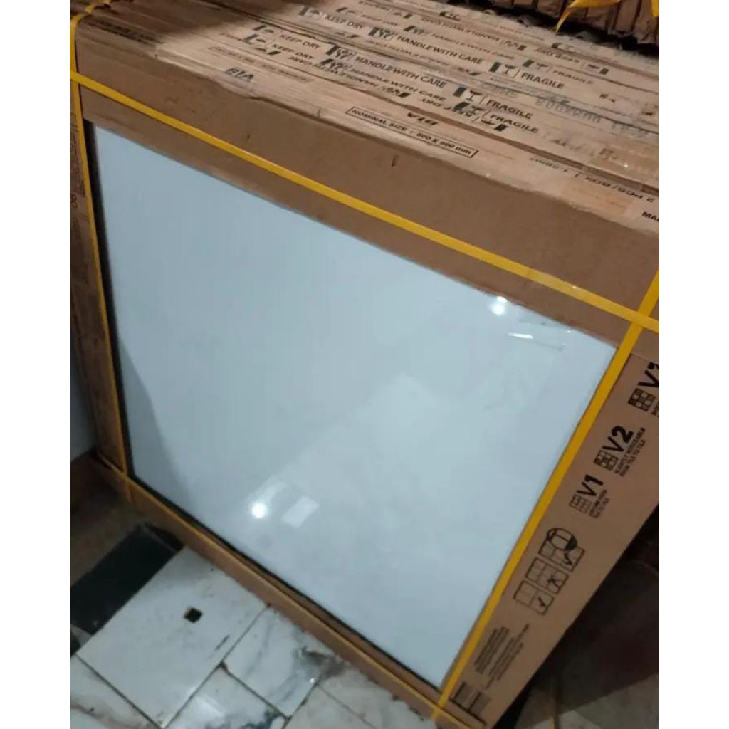 Granit lantai putih polos Glossy 80x80 Solid white - Indogress