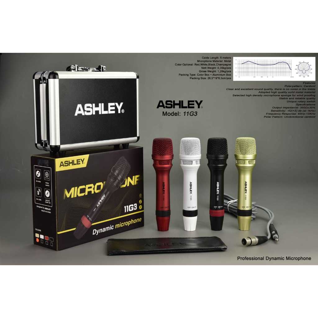 Mic kabel Ashley 11g3 / 11G 3 / 11 G3 dynamic microphone free koper