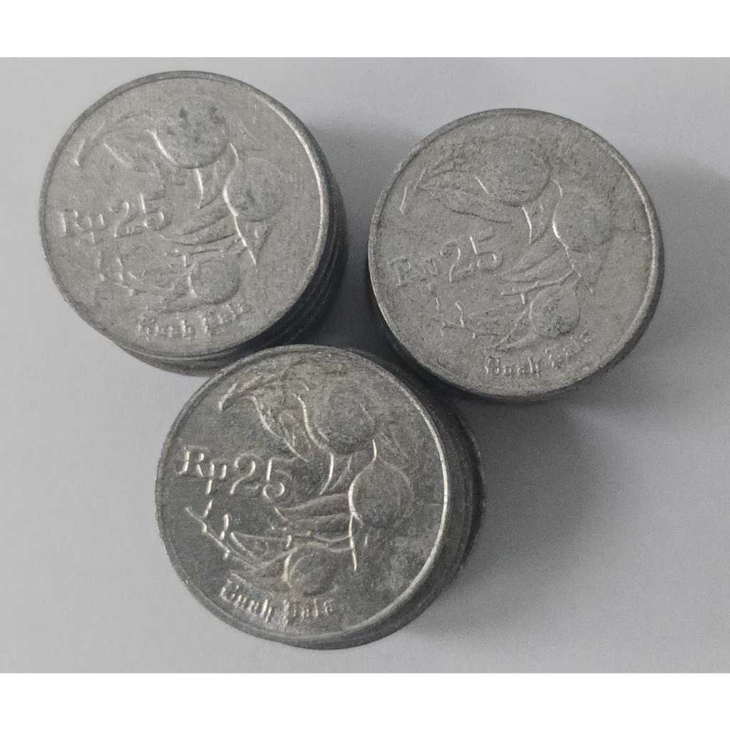 Koin Kuno Indonesia 25 Rupiah buah pala Tahun 1996, tahun 1995, tahun 1994, tahun 1992