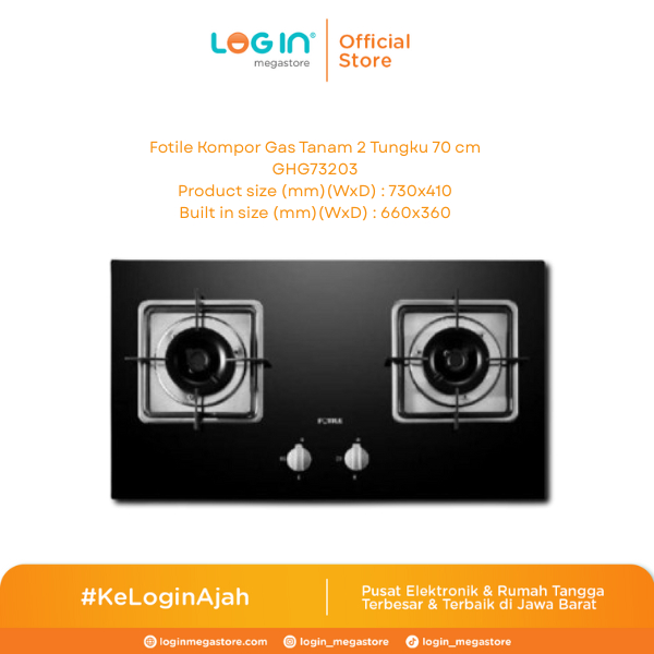 Fotile Kompor Gas Tanam 2 Tungku 70 cm GHG73203