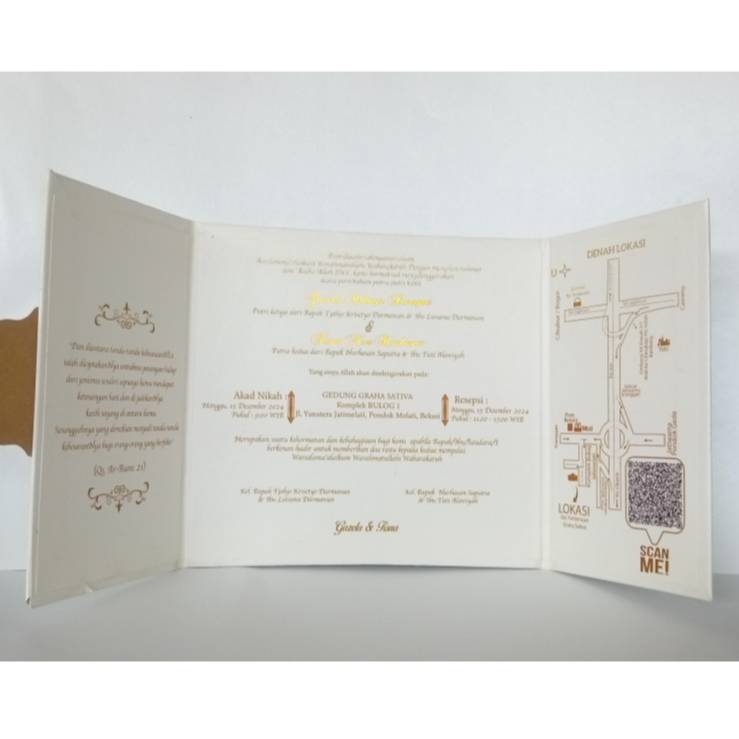 Undangan Hardcover Lipat 3/Undangan Pernikahan Mewah /Undangan Hardcover Poli emas