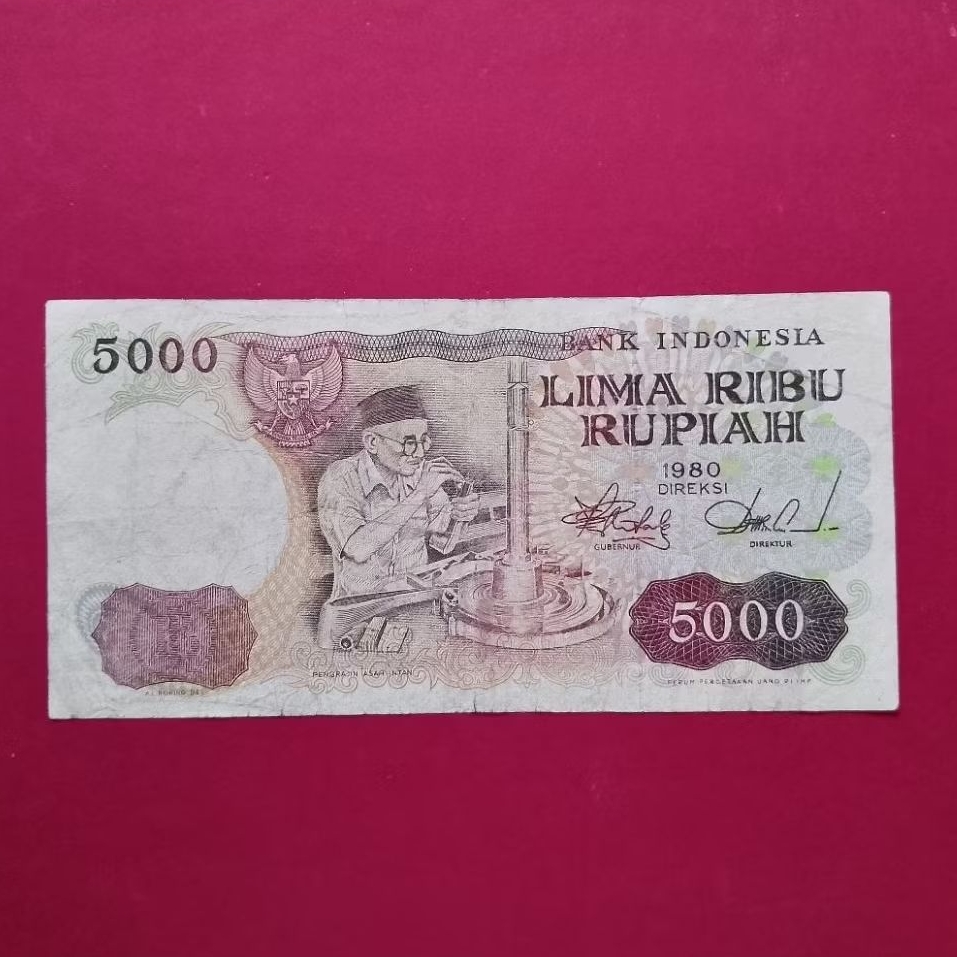 Uang kuno Rp. 5000 Asah Intan tahun 1980
