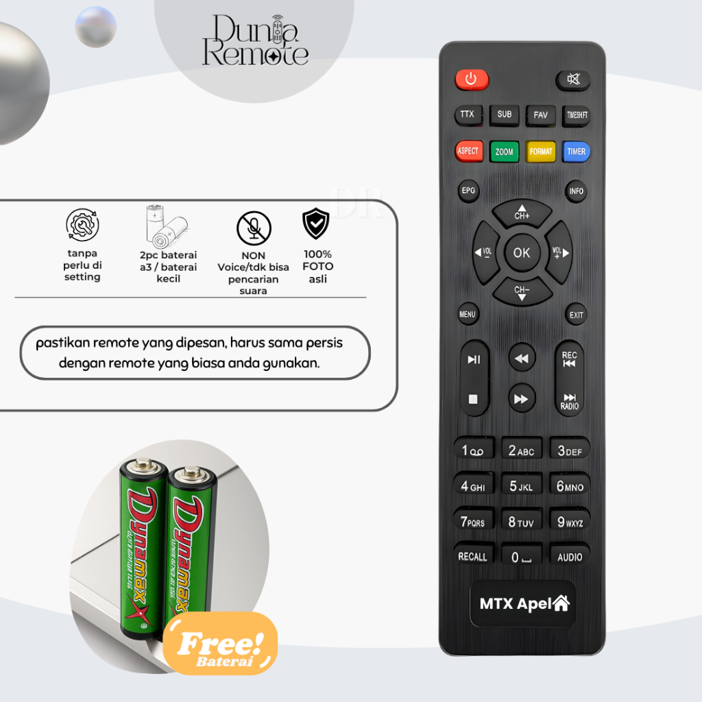 Remote Stb Matrix Apple Merah Hd DVB T2 Receiver Parabola Matrix Apple HD DVB T2 UHF Set Top Box