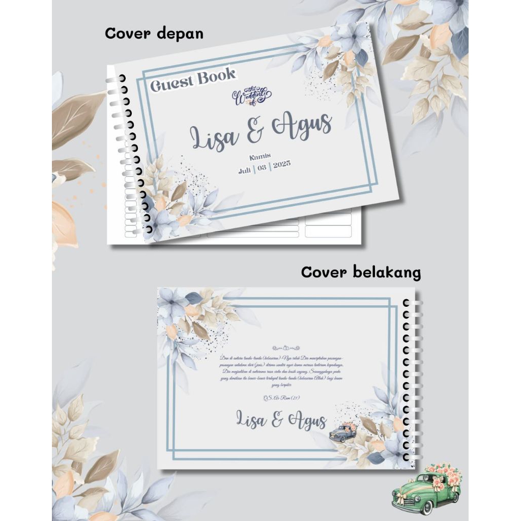 Buku tamu pernikahan, buku tamu wedding, buku tamu costum