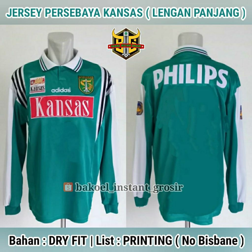 Jersey PERSEBAYA Liga Kansas LENGAN PANJANG Home 1996 / 1997 TOSCA Long Sleeve Full PRINTING atau BO