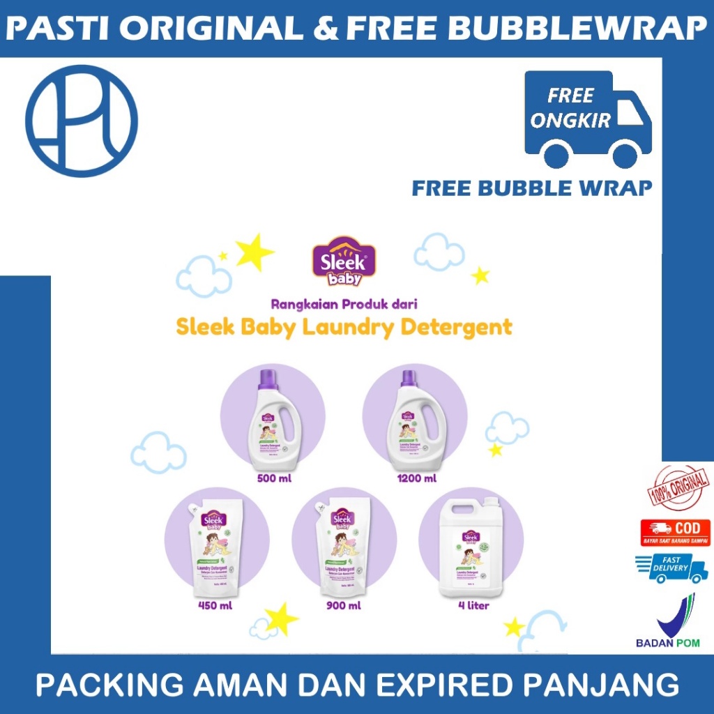 SLEEK BABY LAUNDRY DETERGENT DETERJEN CAIR KONSENTRAT NATURAL PLANT EXTRACT SLEK