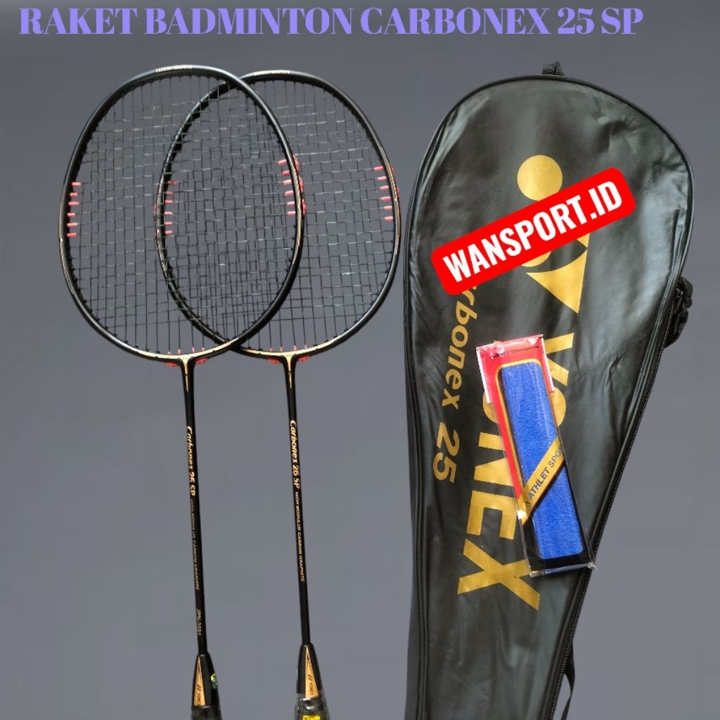 RAKET BADMINTON CARBONEX 25 SP BONGGOL EMAS SIAP PAKAI BONUS TAS DAN GRIP