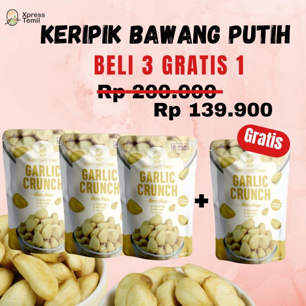 

keripik bawang putih dan bawang merah beli 3 gratis 1