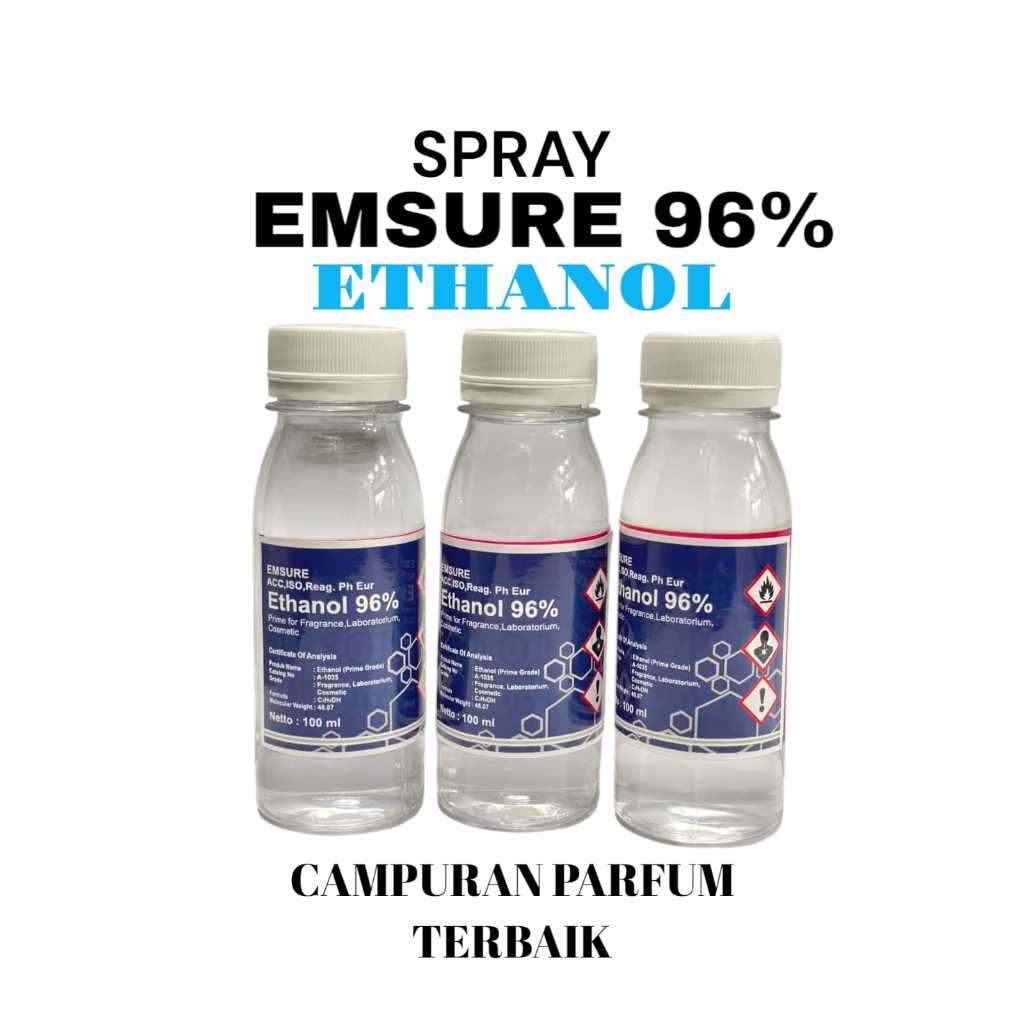 ALKOHOL ETHANOL 96. ETANOL CAMPURAN PARFUM TERBAIK. KEMASAN EKONOMIS 100 ML.