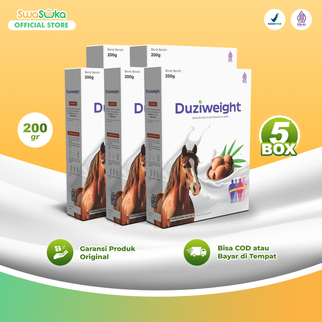 

DuziWeight - Susu Kuda Herbal Penambah Berat Badan Alami 200 Gram Spesial Paket 5 Box Asli Ori