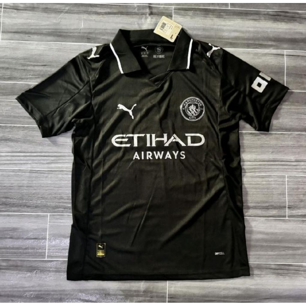 Jersey Kaos Baju Sepak Bola Man Mancester Manchester City Citi Home Away 3rd Third Hitam Black Logo 