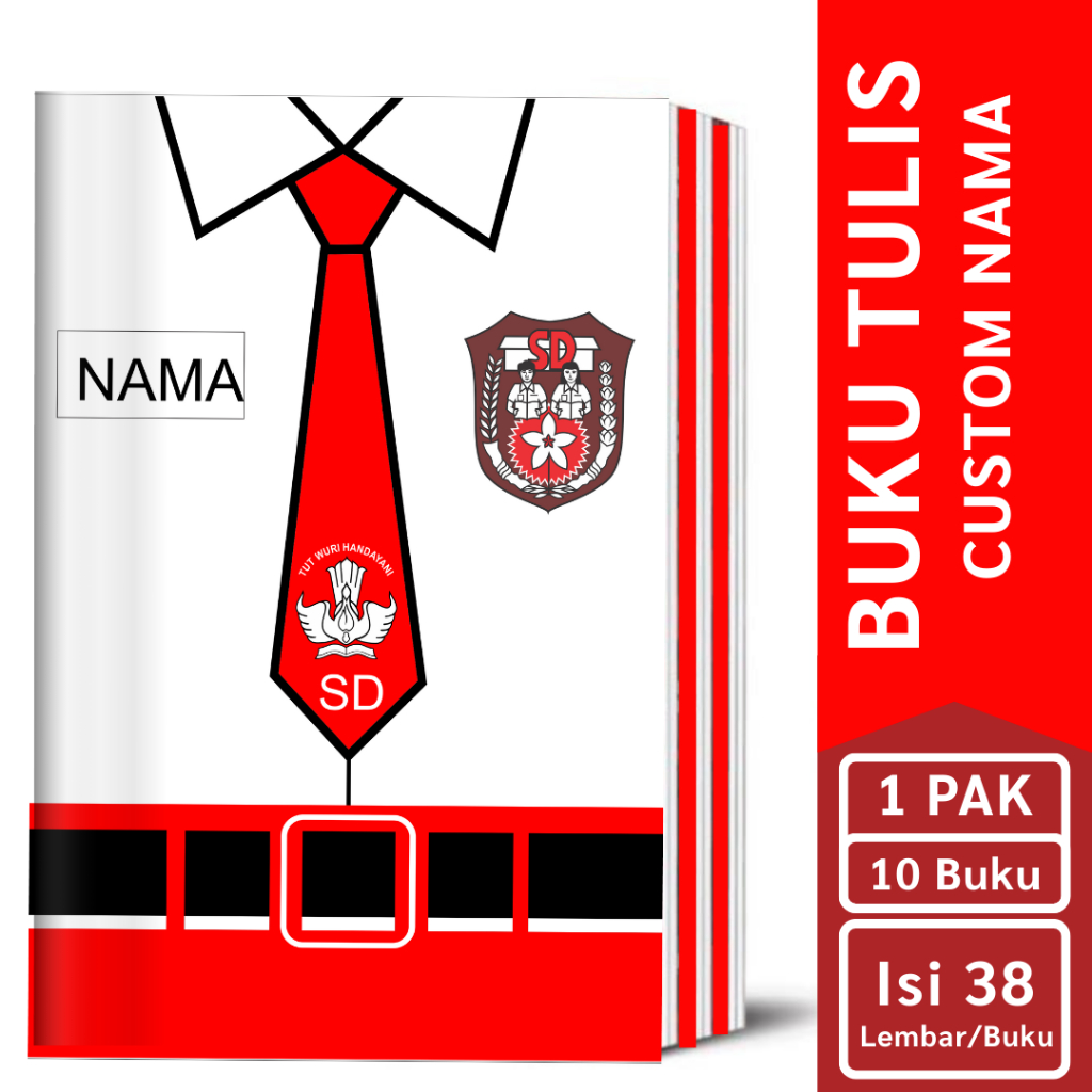 

BUKU TULIS 38 LEMBAR / BUKU TULIS SEKOLAH CUSTOM NAMA ( 1 PACK ISI 10Pcs )