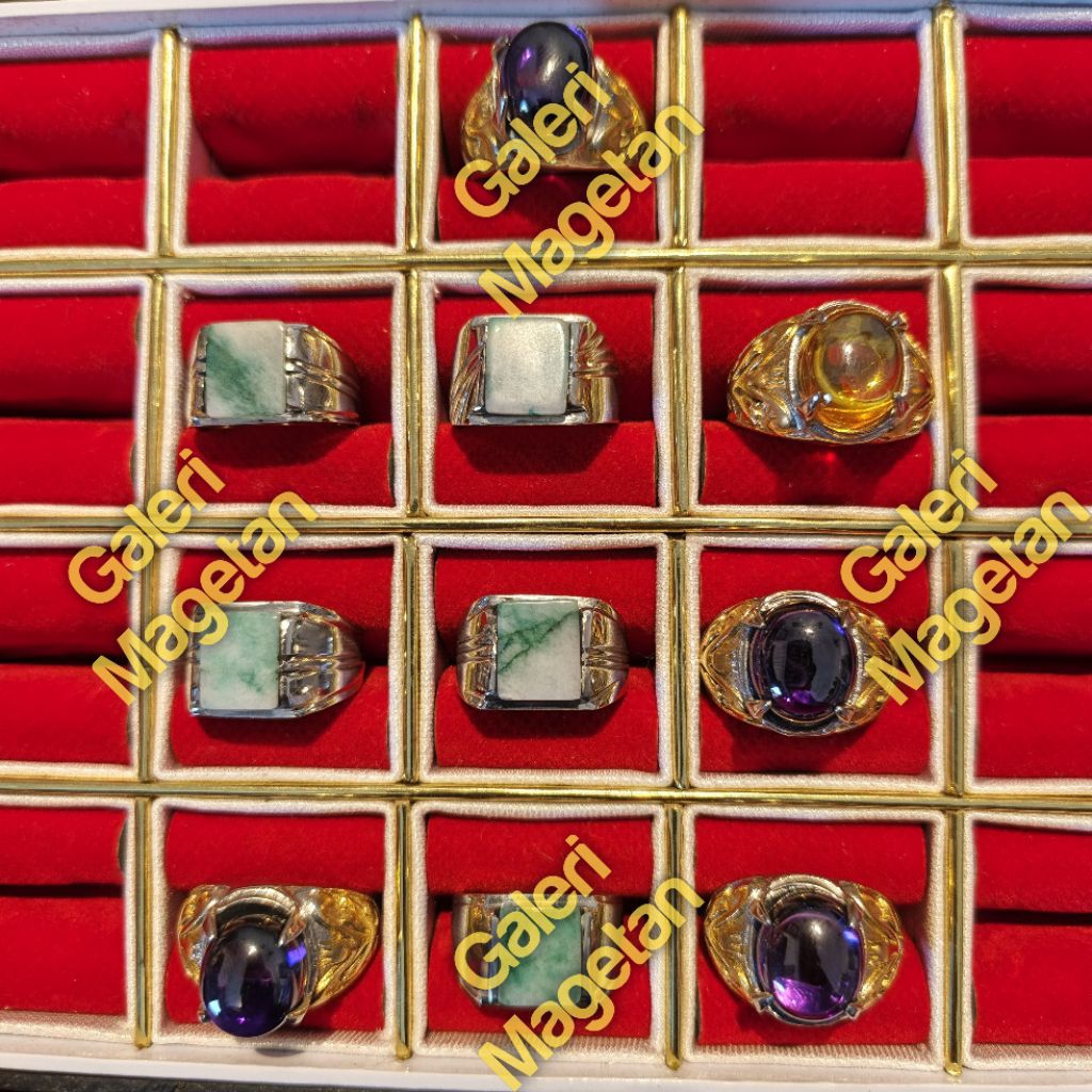 Borongan Batu akik Kecubung dan giok 10 biji bonus kotaknya