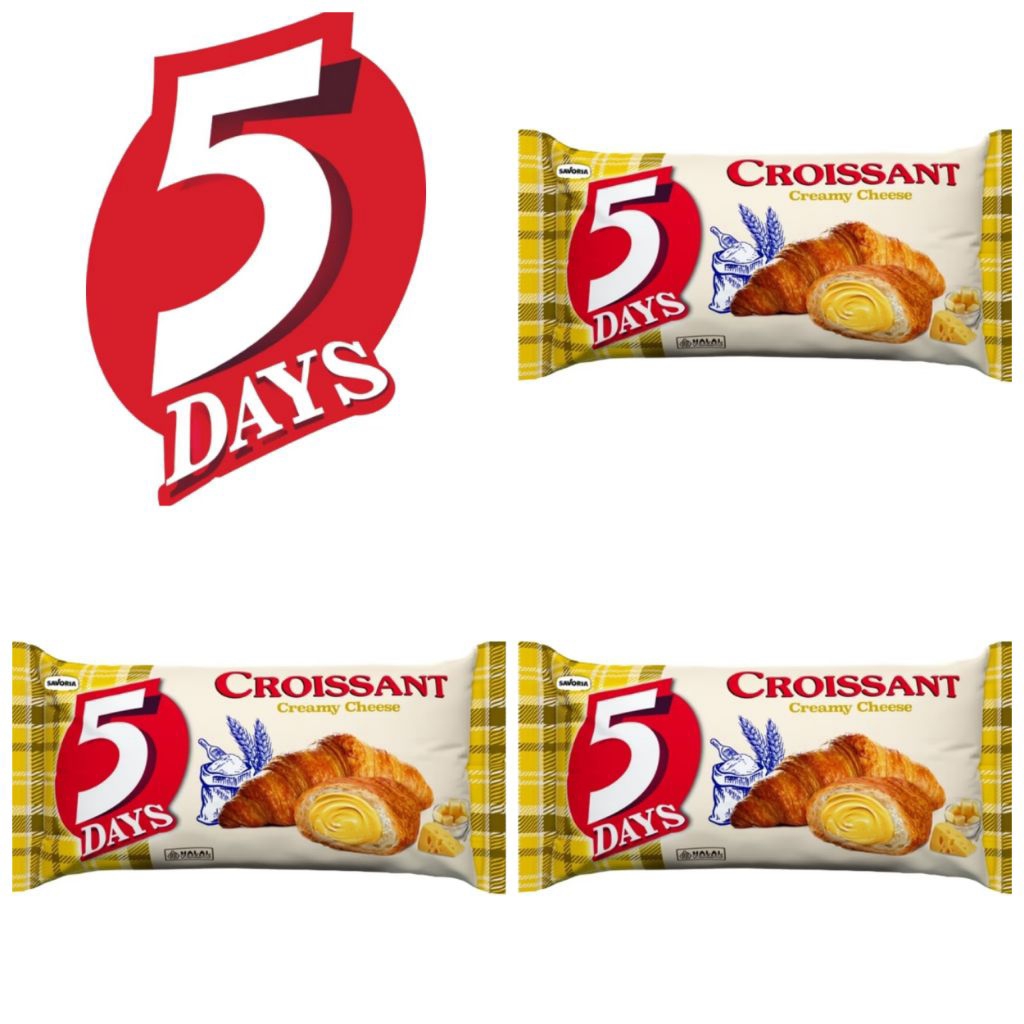 

5 Days Roti Croissant Isi Fla Keju 60 Gr