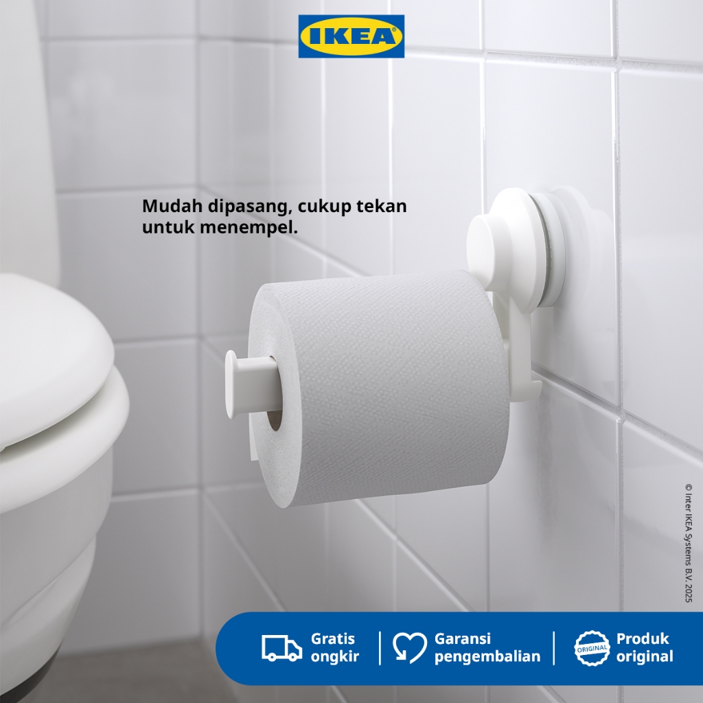 IKEA TISKEN Tempat Tisu Toilet Tempel Dengan Plastik Hisap Putih
