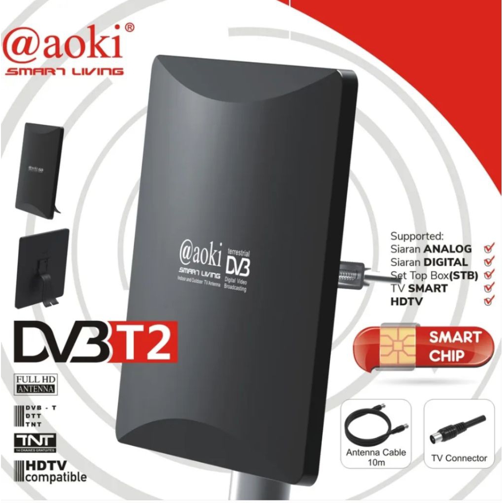 Antena Tv Digital AOKI Smart Chip Indoor Outdoor AT 3000 4K UHD Set Top Box