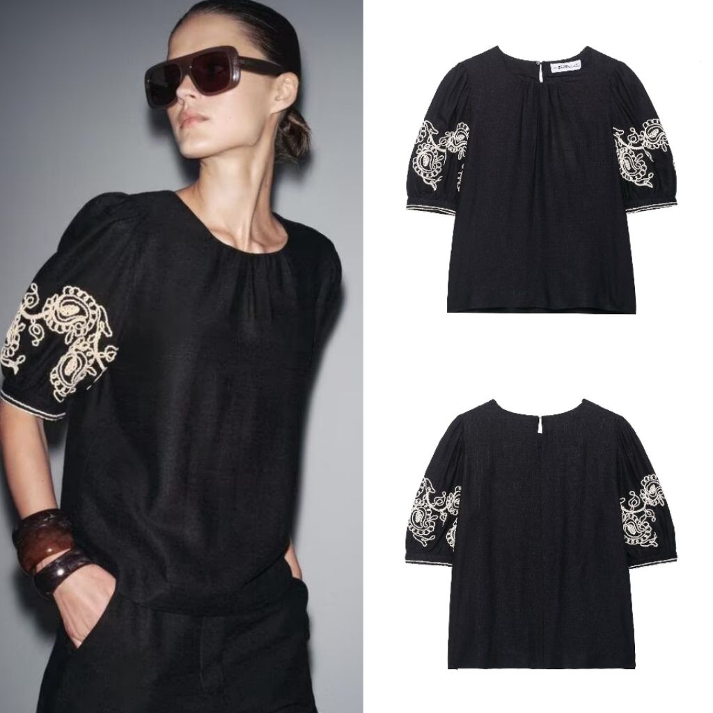 Black Embroidery Blouse  78490 (EZ)